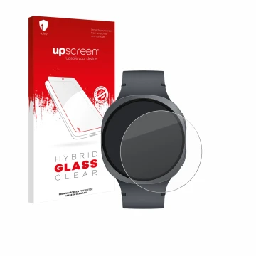 Front side of a product packaging with the brand logo upscreen. Next to it is the device Samsung Galaxy Watch 8 (44 mm) shown 