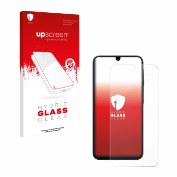 Front side of a product packaging with the brand logo upscreen. Next to it is the device Samsung Galaxy A17 4G shown with the 