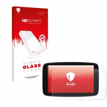 Front side of a product packaging with the brand logo upscreen. Next to it is the device TomTom Go Navigator 7 (2nd generation