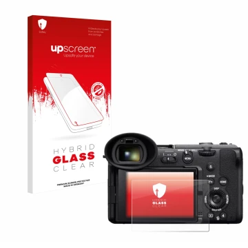 Front side of a product packaging with the brand logo upscreen. Next to it is the device Sony Cinema Line FX2 shown with the c