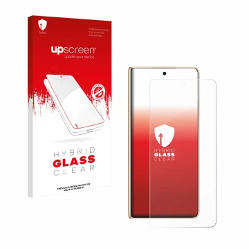 Front side of a product packaging with the brand logo upscreen. Next to it is the device Honor Magic V5 shown with the corresp