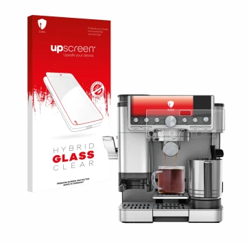 Front side of a product packaging with the brand logo upscreen. Next to it is the device Ninja Luxe Cafe Pro ES701EU shown wit