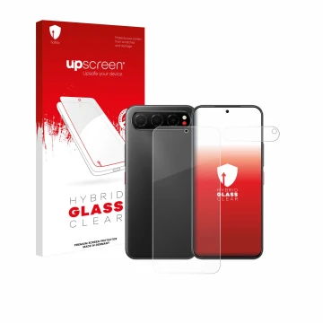 Front side of a product packaging with the brand logo upscreen. Next to it is the device Nubia Air (Front+Camera) shown with t