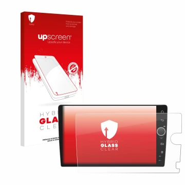 Front side of a product packaging with the brand logo upscreen. Next to it is the device Joying Car Radio 9