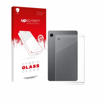 Front side of a product packaging with the brand logo upscreen. Next to it is the device Samsung Galaxy Tab A11 8.7