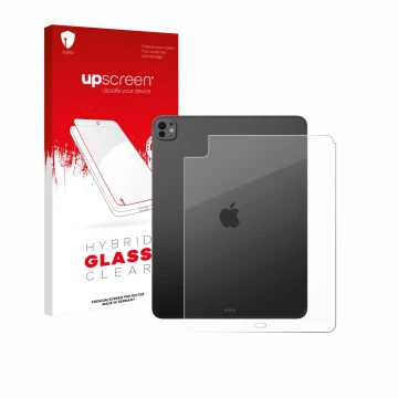 Front side of a product packaging with the brand logo upscreen. Next to it is the device Apple iPad Pro 13