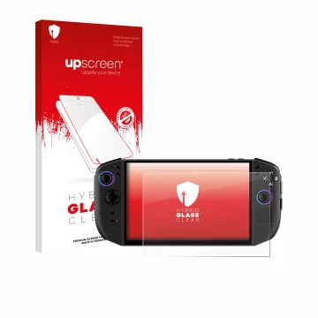 Front side of a product packaging with the brand logo upscreen. Next to it is the device Lenovo Legion Go Gen 2 shown with the