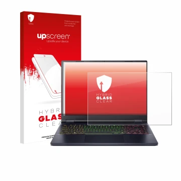 Front side of a product packaging with the brand logo upscreen. Next to it is the device Acer Predator Helios Neo 14 AI shown 