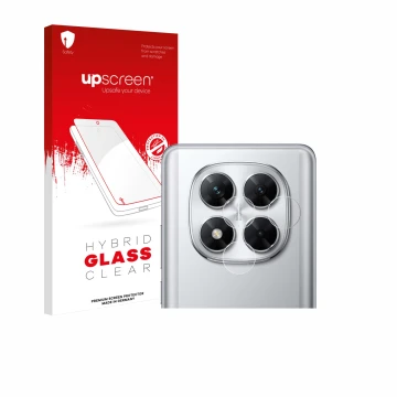 Front side of a product packaging with the brand logo upscreen. Next to it is the device Xiaomi Poco X7 (ONLY Camera Lens) sho