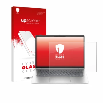 Front side of a product packaging with the brand logo upscreen. Next to it is the device HP ProBook 4 G1a 14