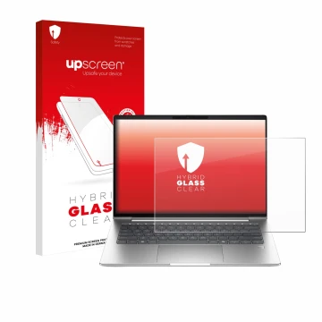 Front side of a product packaging with the brand logo upscreen. Next to it is the device HP ProBook 4 G1a 16