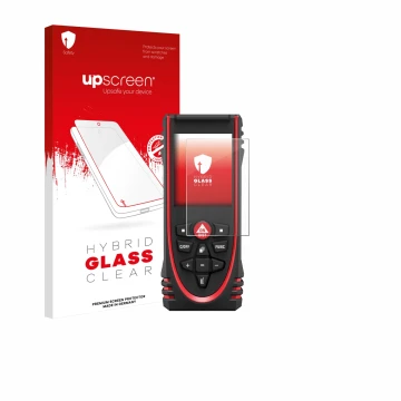 Front side of a product packaging with the brand logo upscreen. Next to it is the device Leica DISTO X3 shown with the corresp
