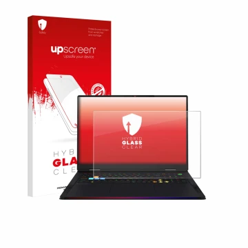 Front side of a product packaging with the brand logo upscreen. Next to it is the device MSI Raider A18 HX shown with the corr