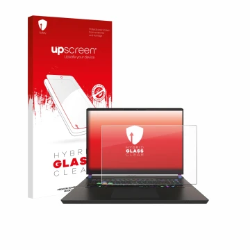 Front side of a product packaging with the brand logo upscreen. Next to it is the device MSI Vector 17 HX shown with the corre