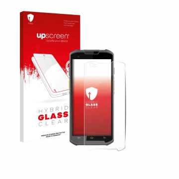 Front side of a product packaging with the brand logo upscreen. Next to it is the device Newland MT93 shown with the correspon