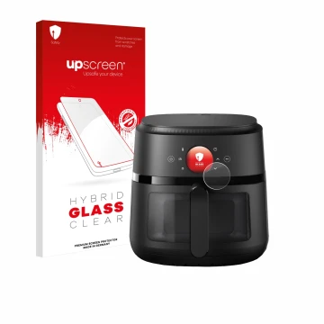Front side of a product packaging with the brand logo upscreen. Next to it is the device Philips Airfryer 2000 Gen 2 6,2L show