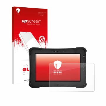 Front side of a product packaging with the brand logo upscreen. Next to it is the device Zebra XSlate L10ax shown with the cor