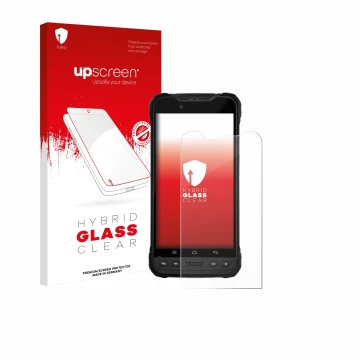 Front side of a product packaging with the brand logo upscreen. Next to it is the device Zebra Xplore M60 shown with the corre