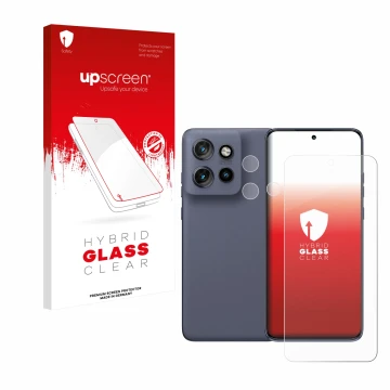 Front side of a product packaging with the brand logo upscreen. Next to it is the device Motorola Edge 60 Neo (Front+Camera) s
