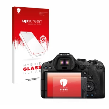 Front side of a product packaging with the brand logo upscreen. Next to it is the device Canon EOS R6 Mark III shown with the 