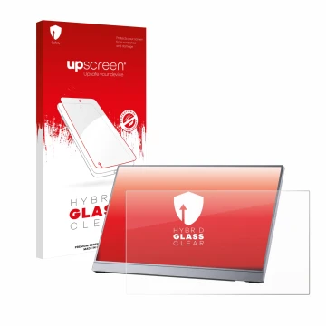 Front side of a product packaging with the brand logo upscreen. Next to it is the device Arzopa Z3FC 16.1