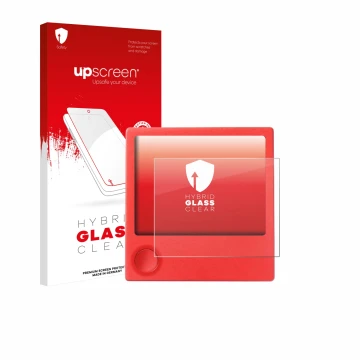 Front side of a product packaging with the brand logo upscreen. Next to it is the device PicPak E-Ink Display shown with the c