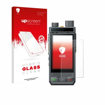 Front side of a product packaging with the brand logo upscreen. Next to it is the device Hytera P60 shown with the correspondi