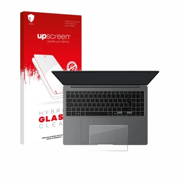 Front side of a product packaging with the brand logo upscreen. Next to it is the device Samsung Galaxy Book5 Pro 16