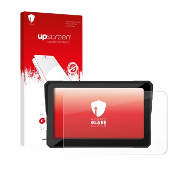 Front side of a product packaging with the brand logo upscreen. Next to it is the device Carpuride W702 Plus 7