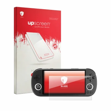 Front side of a product packaging with the brand logo upscreen. Next to it is the device Trimui Smart Pro shown with the corre