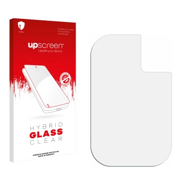 Front side of a product packaging with the brand logo upscreen. Next to it is the corresponding screen protector.