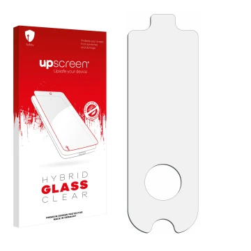 Front side of a product packaging with the brand logo upscreen. Next to it is the corresponding screen protector.