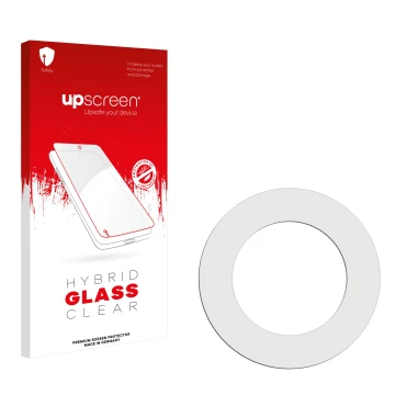 Front side of a product packaging with the brand logo upscreen. Next to it is the corresponding screen protector.