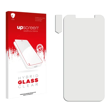 Front side of a product packaging with the brand logo upscreen. Next to it is the corresponding screen protector.