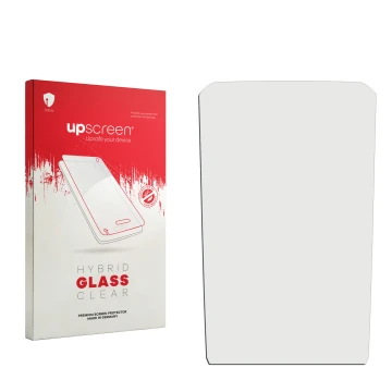 Front side of a product packaging with the brand logo upscreen. Next to it is the corresponding screen protector.