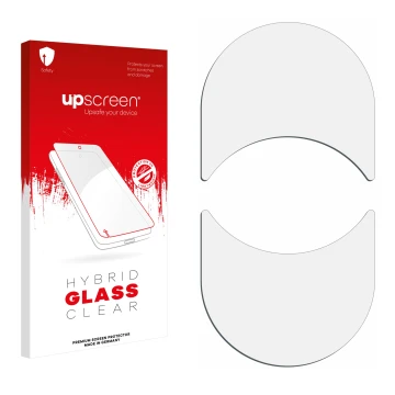 Front side of a product packaging with the brand logo upscreen. Next to it is the corresponding screen protector.
