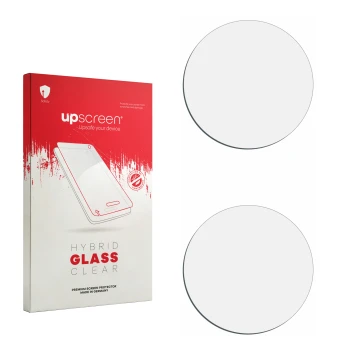 Front side of a product packaging with the brand logo upscreen. Next to it is the corresponding screen protector.
