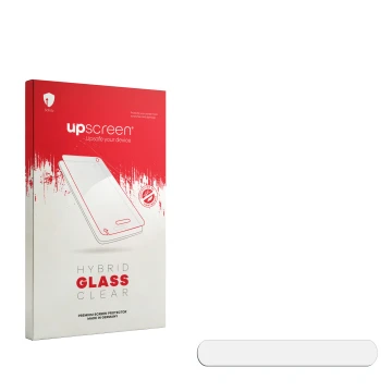 Front side of a product packaging with the brand logo upscreen. Next to it is the corresponding screen protector.