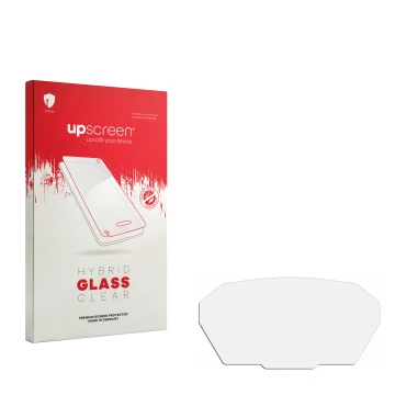 Front side of a product packaging with the brand logo upscreen. Next to it is the corresponding screen protector.