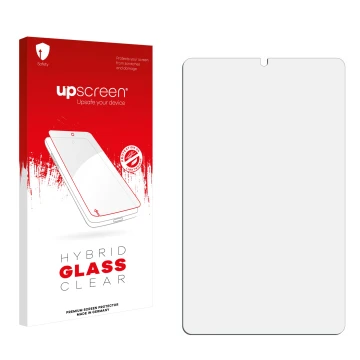 Front side of a product packaging with the brand logo upscreen. Next to it is the corresponding screen protector.