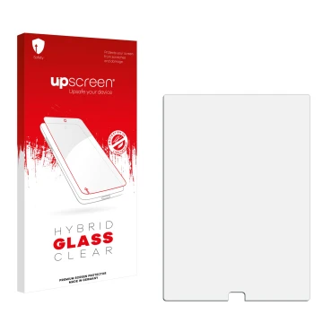 Front side of a product packaging with the brand logo upscreen. Next to it is the corresponding screen protector.