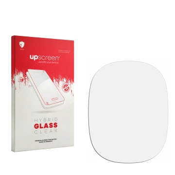 Front side of a product packaging with the brand logo upscreen. Next to it is the corresponding screen protector.