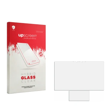 Front side of a product packaging with the brand logo upscreen. Next to it is the corresponding screen protector.