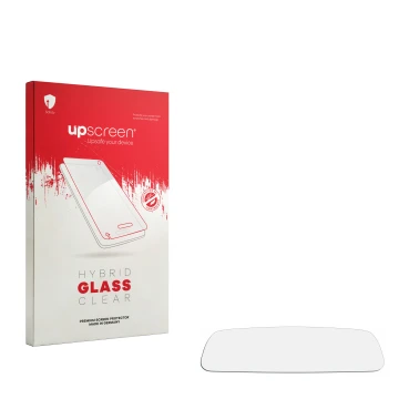 Front side of a product packaging with the brand logo upscreen. Next to it is the corresponding screen protector.