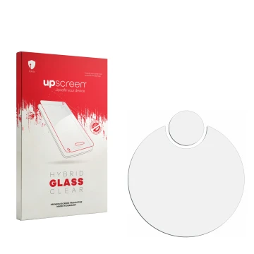 Front side of a product packaging with the brand logo upscreen. Next to it is the corresponding screen protector.