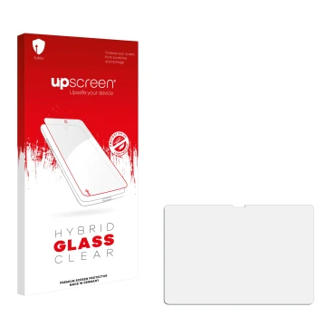 Front side of a product packaging with the brand logo upscreen. Next to it is the corresponding screen protector.