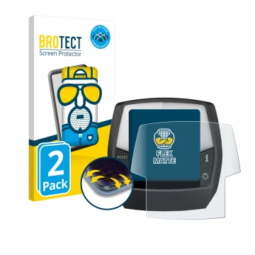 Front side of a product packaging with the brand logo BROTECT. Next to it is the device Bosch Intuvia Performance Line shown w