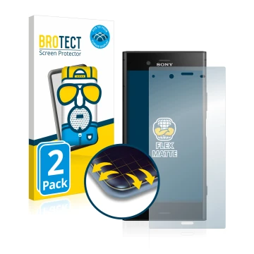 Front side of a product packaging with the brand logo BROTECT. Next to it is the device Sony Xperia XZ1 shown with the corresp