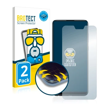 Front side of a product packaging with the brand logo BROTECT. Next to it is the device ASUS ZenFone Max Pro (M2) ZB631KL show