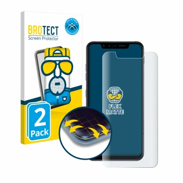 Front side of a product packaging with the brand logo BROTECT. Next to it is the device LG G8s ThinQ shown with the correspond